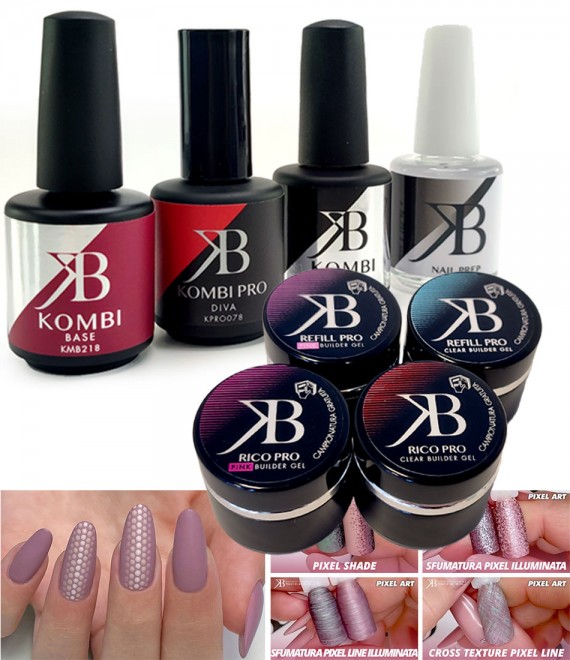 PROMO Allieve KB (Base Bordeaux + Diva + Gloss + Nail Prep + Rico Pro e Refill Pro Clear e Pink 8ml)